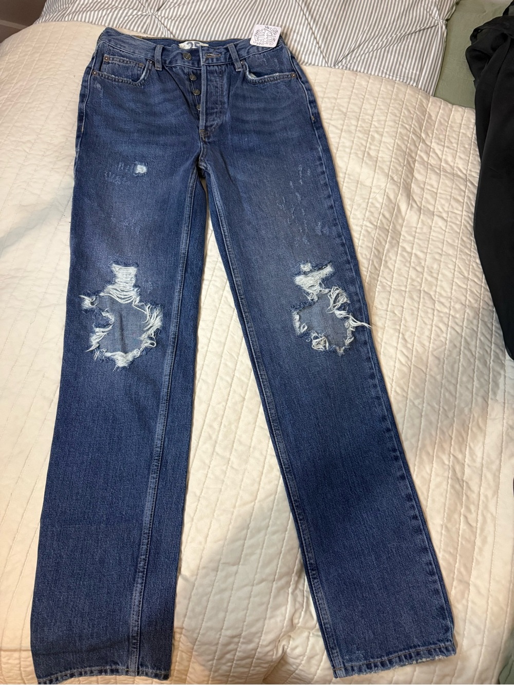 Free People The Free Distressed High rise Button Jeans